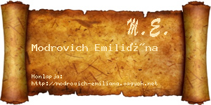 Modrovich Emiliána névjegykártya